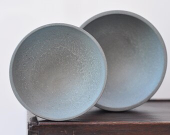 Small Concrete Bowl: NEW Handmade Minimalist Cylinder Jewelry Dish Steel Grey