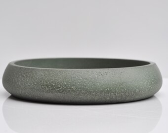 Handmade Concrete Bowl - Modern Minimalist Medium Green Key and Jewelry Dish
