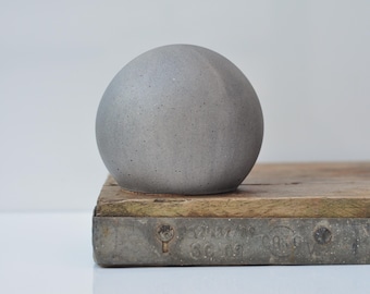 Concrete Sphere Ornament: Handmade Modern Minimalist Paper Weight Light Grey