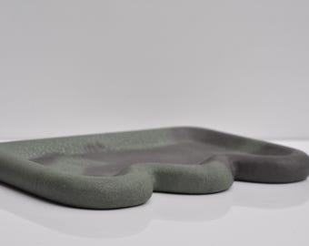 Handmade Concrete Tray: Dark Grey-Green Minimalist Home Decor