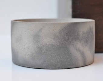 Small Concrete Bowl: NEW Handmade Minimalist Cylinder Jewelry Dish Grey
