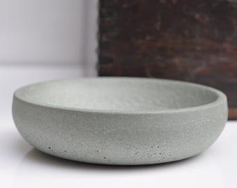 Small Concrete Bowl: Handmade Ash Green Cement Key & Jewelry Dish Textured