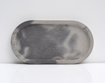 Oval Concrete Trinket Tray: Handmade Modern Minimalist Candle, Jewellery Plate