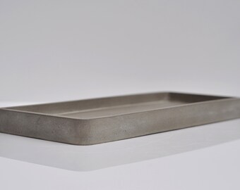 Long Concrete Tray Handmade Rectangular Decorative Accessory Cosmetics Trinket Dish