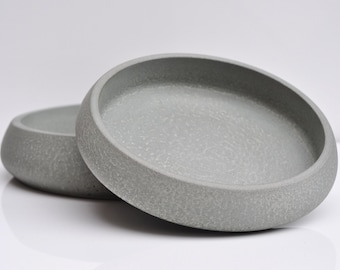 Medium Handmade Concrete Bowl: Textured Minimalist Storage Dish Ash Green