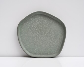 Irregular Concrete Tray: Small Modern Minimalist Green Grey Plate