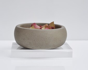 Handmade Concrete Trinket Dish: Little Grey rustic Jewelry and Coin Bowl