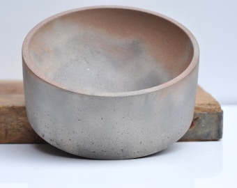 Medium Concrete Bowl:  Handmade Minimalist Cylinder Key & Jewelry Dish