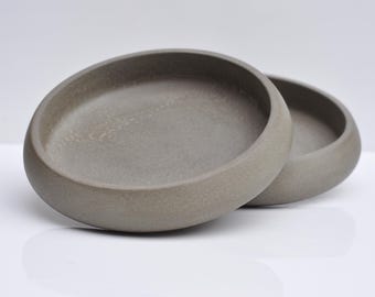 Medium Concrete Bowl: Handmade Modern Minimalist Home Decor Sage Grey