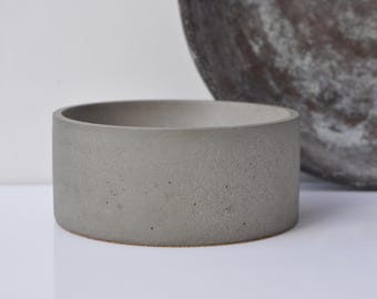 Medium Concrete Bowl: NEW Handmade Minimalist Cylinder Key & Jewelry Dish Sage Grey