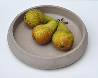 Large Concrete Bowl: Heavy Handmade Cement Home Decor Storage Dish