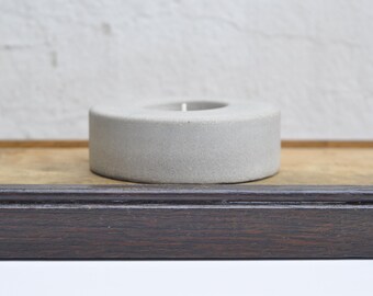 Handmade Brutalist Concrete Candle Tealight Holder - Modern Industrial Decor