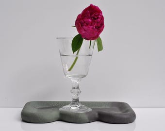 Handmade Concrete Tray: Dark Grey-Green Minimalist Home Decor