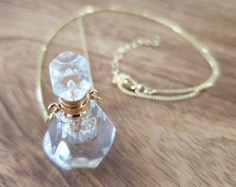 Ashes Keepsake | Pet Cremation Jewelry | Urn Pendant Necklace | Crystal Urn | Memorial Jewellery | Clear Quartz Pendant Gold Plated Necklace