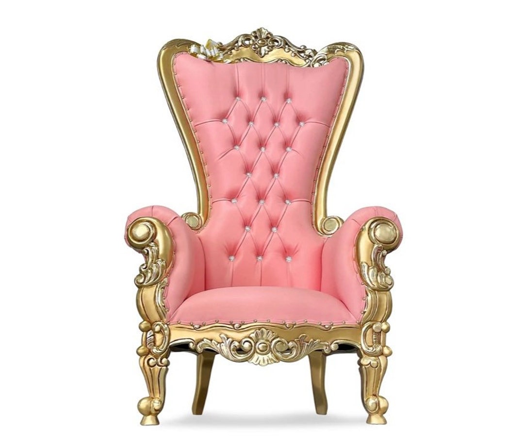 1 Pink Throne Chair Pink and Gold Etsy