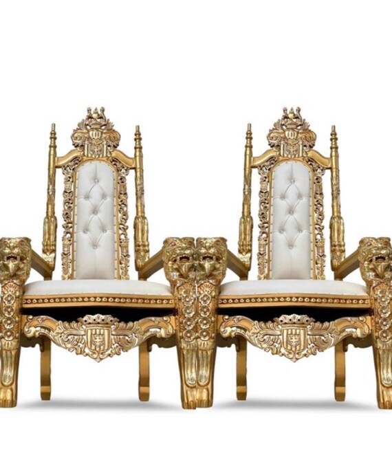 Set of 2 Wedding Throne Chairs Bridal. Hairs king and Queen Throne