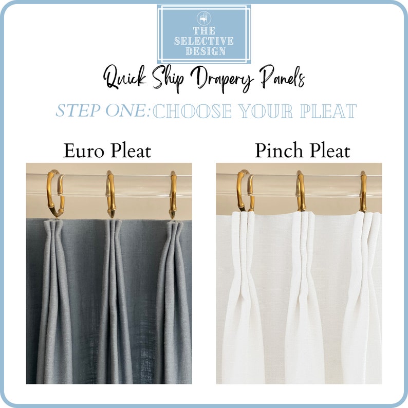 Quick Ship Linen Drapery Panel, Lined, Euro or Pinch Pleat Designer