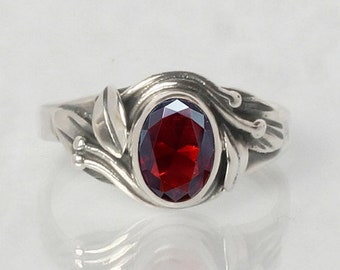 Red Garnet Ring Garnet Jewelry Handmade Ring Can Be Personalized Gift For Wife Garnet Sterling Silver Ring Oval Gemstone Jewelry
