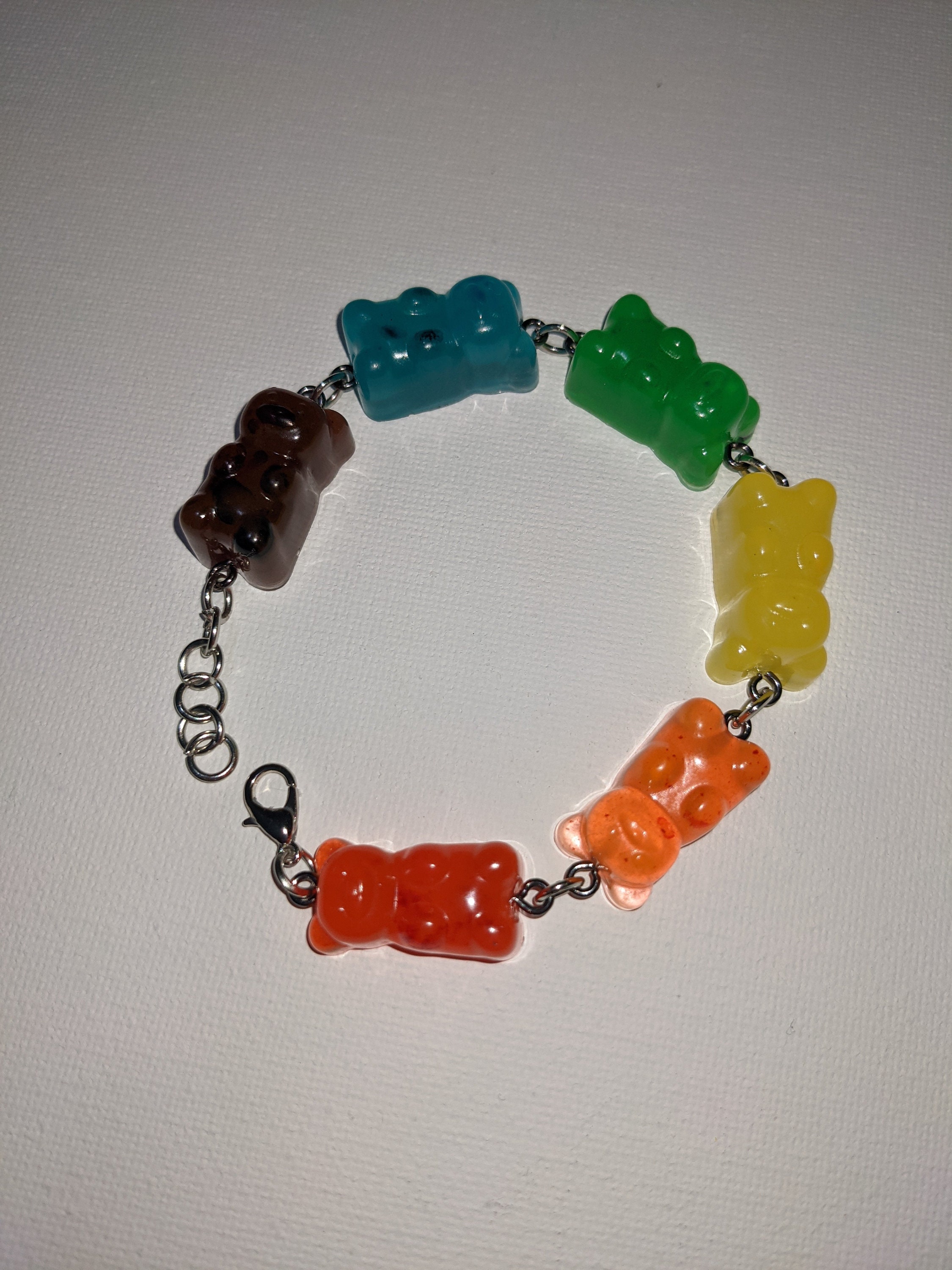 Glow in the dark resin gummy bear bracelet Etsy