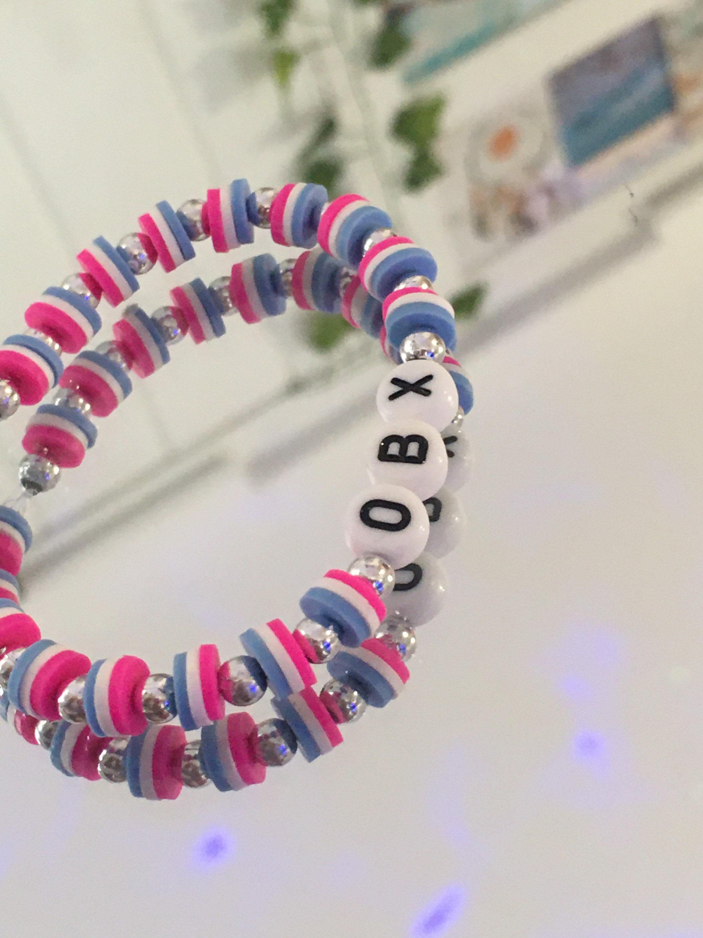 Customisable preppy clay beaded bracelet with metal clasp Etsy