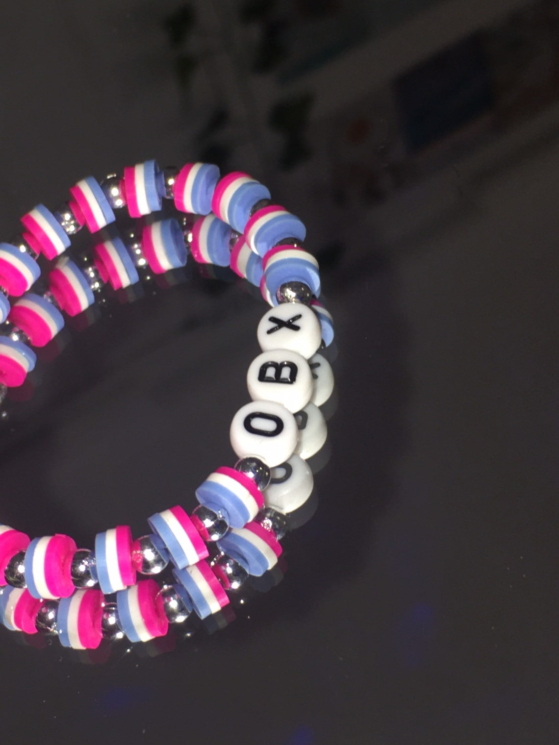 Customisable preppy clay beaded bracelet with metal clasp Etsy