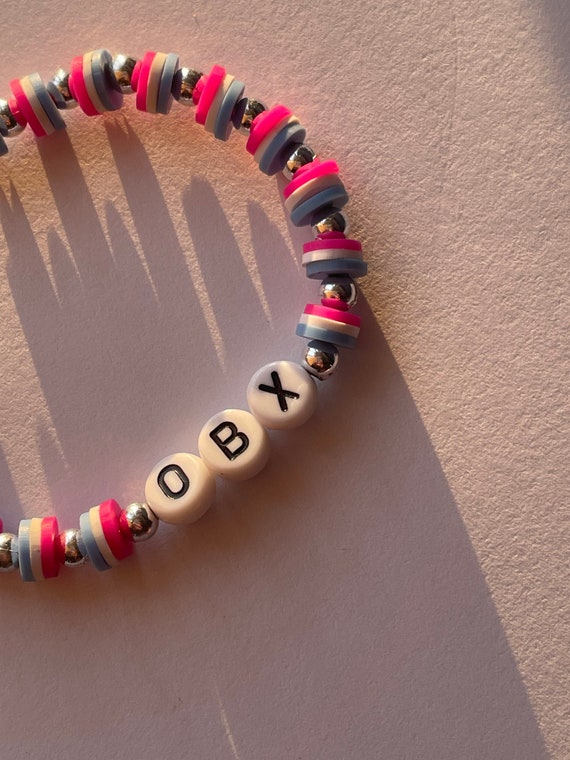 Customisable preppy clay beaded bracelet with metal clasp Etsy