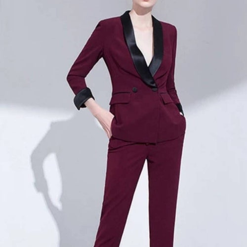 Red Wine Velvet Suit for Women/two Piece Suit/top/womens - Etsy