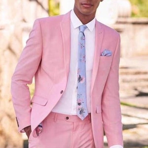 Suits for Men Pink Men's Suit for Wedding Two Piece - Etsy