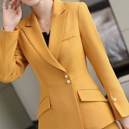 Yellow suit for women/two piece suit/top/Womens shops suit/Womens Suit Set/Wedding Suit/ Women’s Coats Suit Set