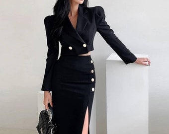 womens black suit dress