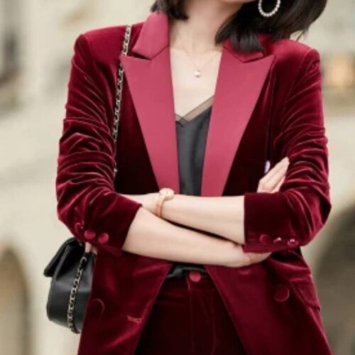 Red Velvet Suit for Women/two Piece Suit/top/womens Etsy