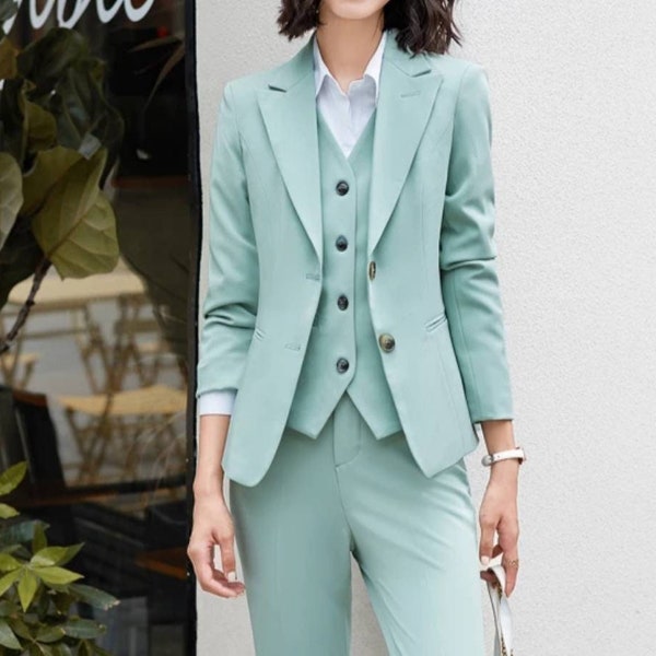 Sage Green Pant Suit Women Etsy