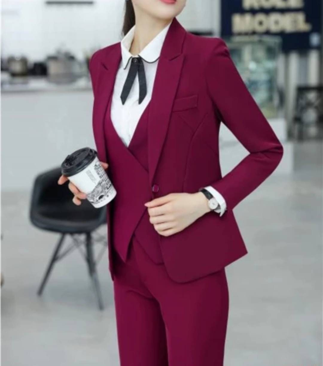 Red Wine Suit for Women/three Piece Suit/top/womens - Etsy Denmark