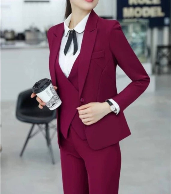 Red Wine Suit for Women/three Piece Suit/top/womens - Etsy