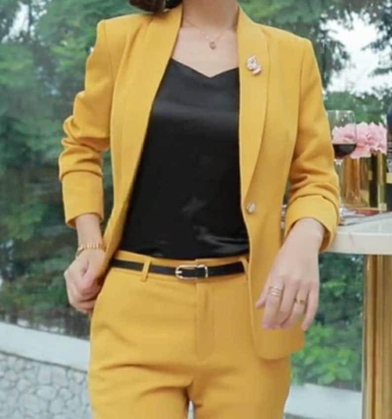 Yellow Suit for Women two Piece Suit top womens Suit womens Suit