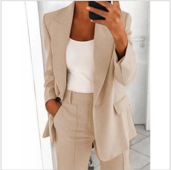 Cream Suit for Women/two Piece Suit/top/womens Suit/womens Suit Set/wedding  Suit/ Womens Coats Suit Set 