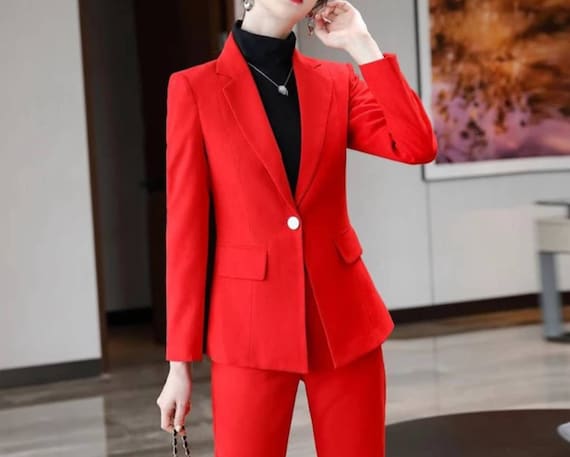 Red suit for women/two piece suit/top/Womens suit/Womens Suit Set/Wedding  Suit/ Women’s Coats Suit Set