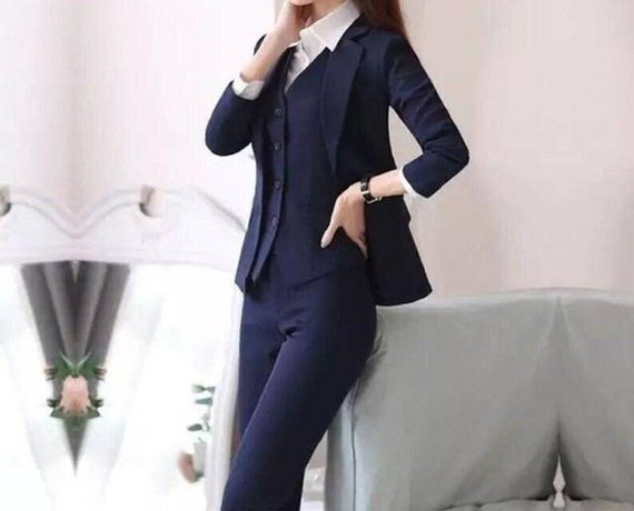 Navy blue suit female cheap