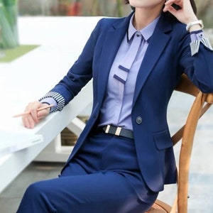 Royal Blue Pantsuit Formal Womens, Classic Fit Pantsuit for Tall Women,  Business Women Suit, Office Wear for Womens, Blue Blazer Trouser 