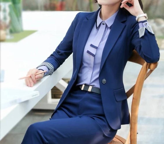 Traje azul para mujer traje de dos piezas top traje de - Etsy España Traje azul para mujer traje de dos piezas top traje de - Etsy España