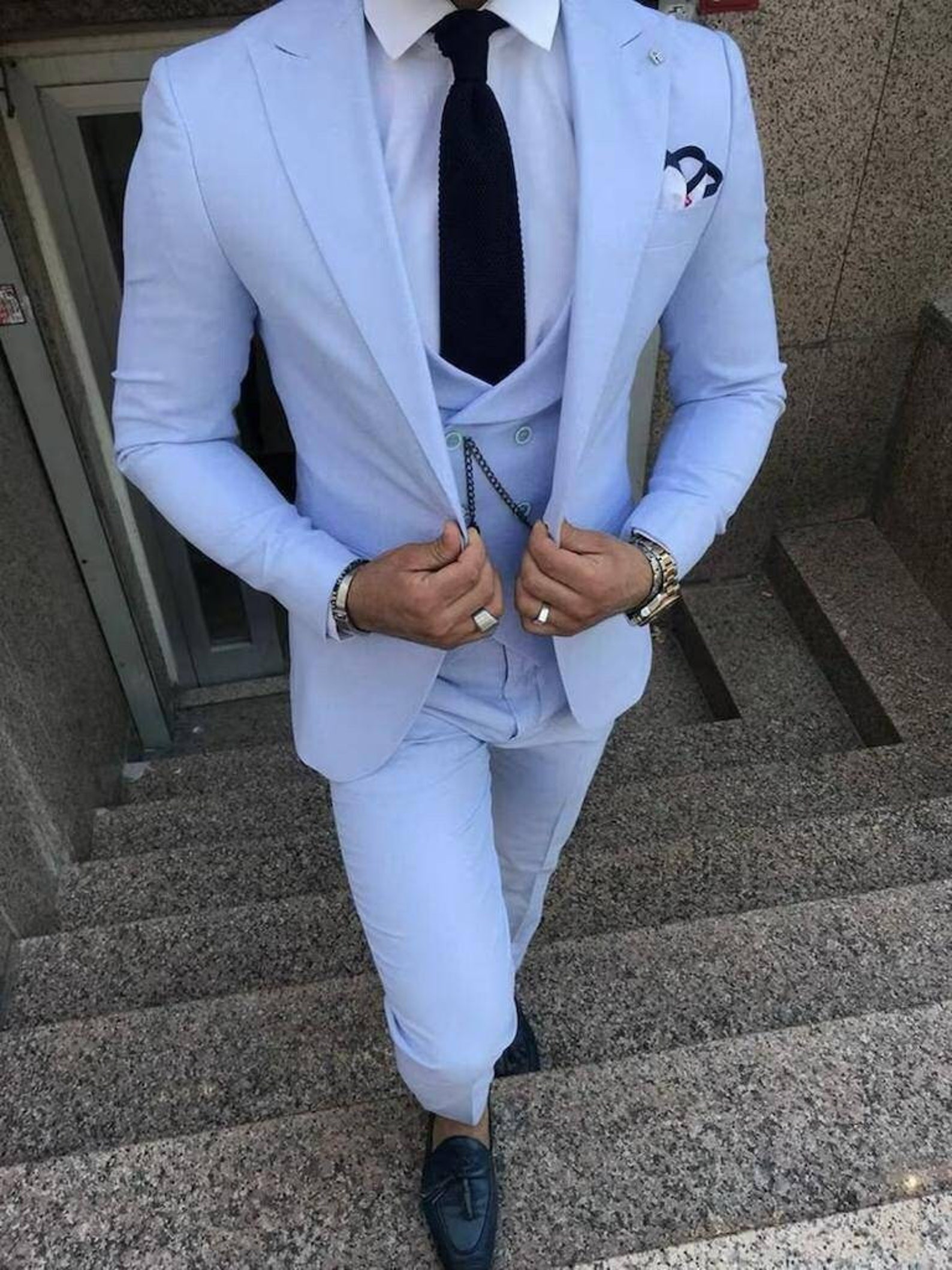 Sky Blue Suits for Men Men Suits 3 Piece Slim Fit Suits Two - Etsy