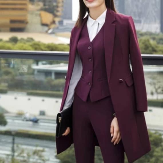 Red Wine Suit for Women/two Piece Suit/top/womens Suit/womens Suit