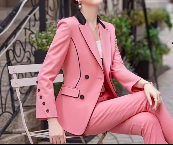 Pink Suit for Women/two Piece Suit/top/womens Suit/womens Suit Set/wedding  Suit/ Womens Coats Suit Set 