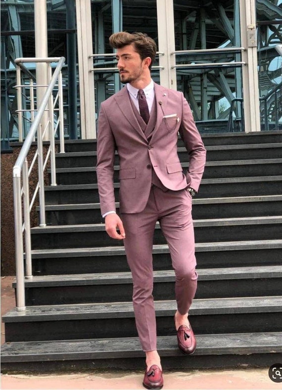 Men's 3 Piece Suit Slim Fit Suits One Button Formal Wedding Prom Suits  (Blazer + Vest + Pants) |