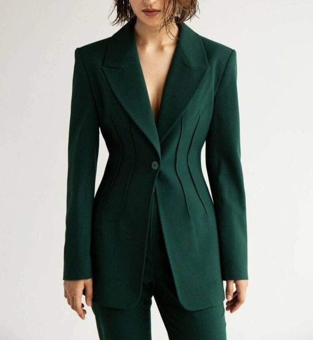 Green Suit for Women/two Piece Suit/top/womens Suit/womens Suit Set