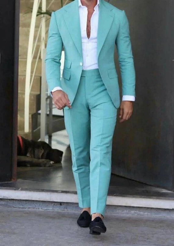 Aggregate 114+ turquoise suit mens latest