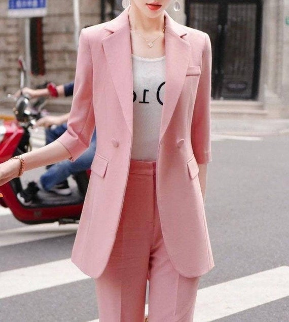Pink Suit for Women/two Piece Suit/top/womens Suit/womens Suit Set/wedding  Suit/ Womens Coats Suit Set 