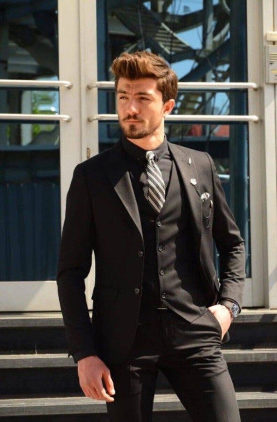 Suits For Men, Black Suits, Black Three piece Wedding Suit, Formal Fashion  Slim Fit Suit, Formal Fashion Prom Wear -  Portugal