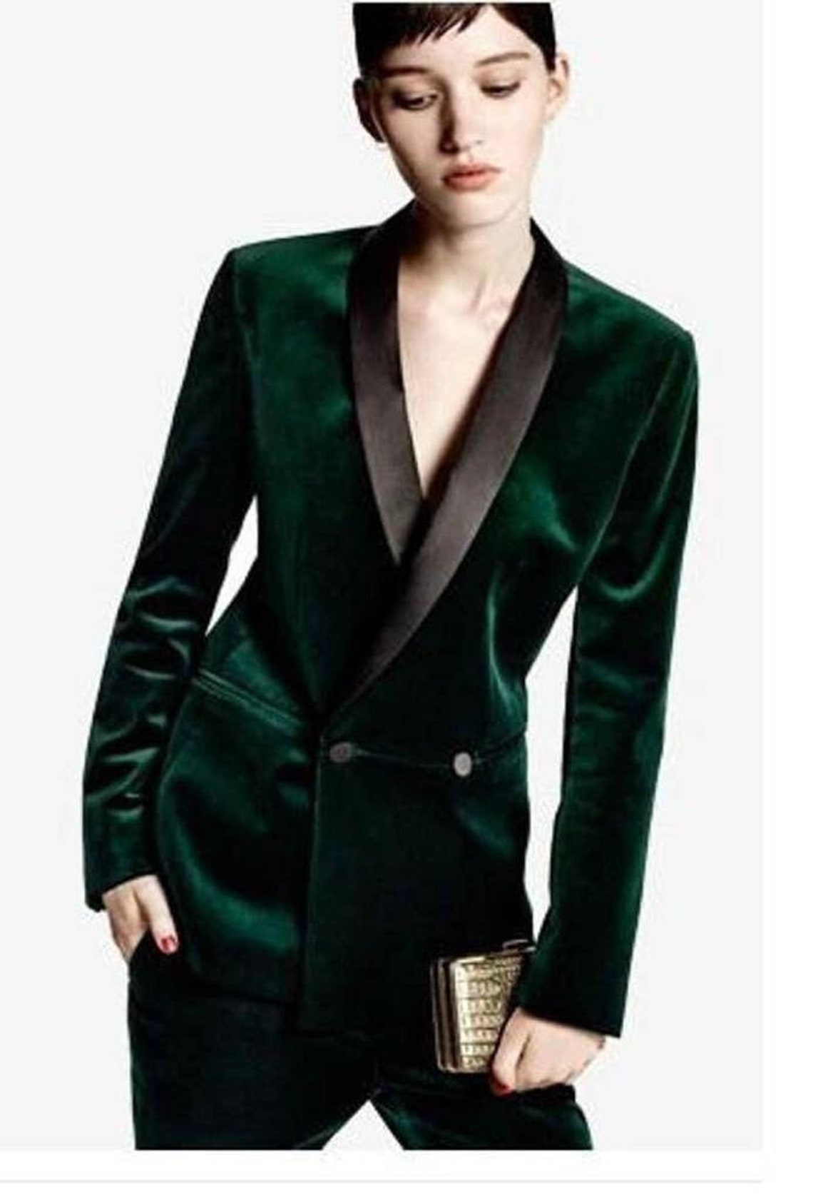 Green Velvet Suit for Women/two Piece Suit/top/womens Etsy