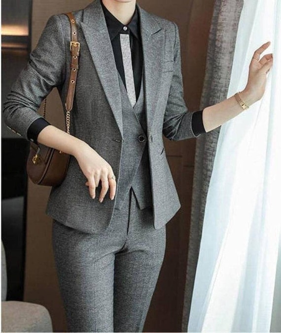 Gray Suit for Women/three Piece Suit/top/womens Suit/womens - Etsy